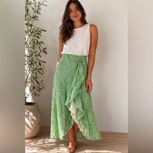 Clara The Label / Victoria Dunn Block Print Made in India Ruffle skirt Sz Small